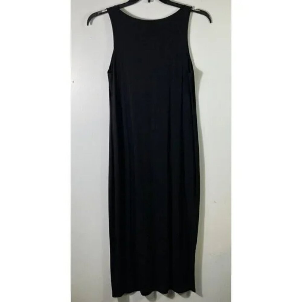 Eileen Fisher Sleeveless Viscose Maxi Dress Black - Size Large